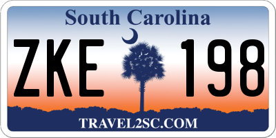 SC license plate ZKE198