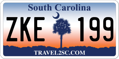 SC license plate ZKE199