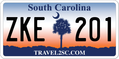 SC license plate ZKE201
