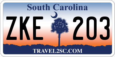 SC license plate ZKE203