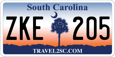 SC license plate ZKE205