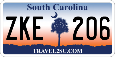 SC license plate ZKE206