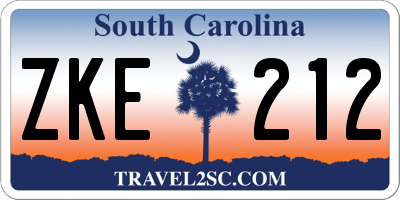 SC license plate ZKE212