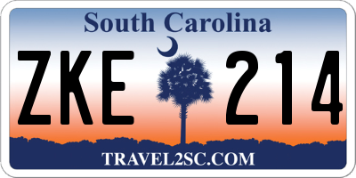 SC license plate ZKE214