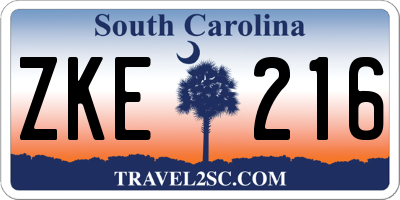 SC license plate ZKE216