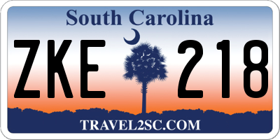 SC license plate ZKE218