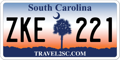 SC license plate ZKE221