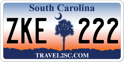 SC license plate ZKE222