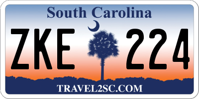 SC license plate ZKE224