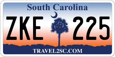 SC license plate ZKE225