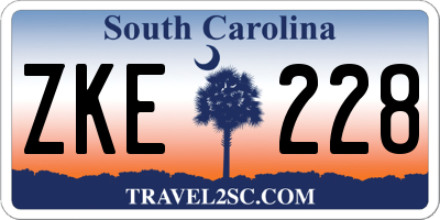 SC license plate ZKE228