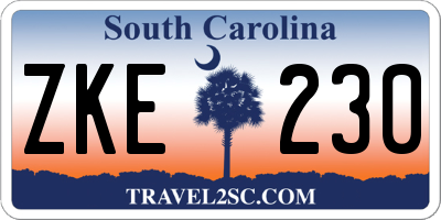 SC license plate ZKE230
