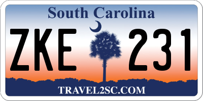 SC license plate ZKE231