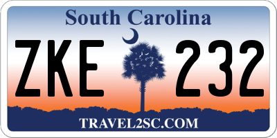 SC license plate ZKE232