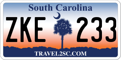 SC license plate ZKE233