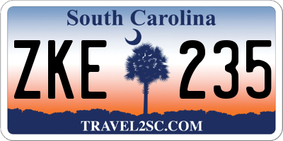 SC license plate ZKE235