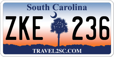 SC license plate ZKE236