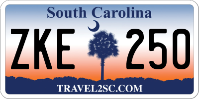 SC license plate ZKE250