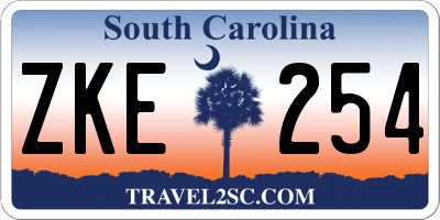 SC license plate ZKE254