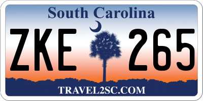 SC license plate ZKE265