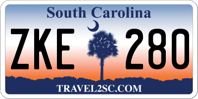 SC license plate ZKE280