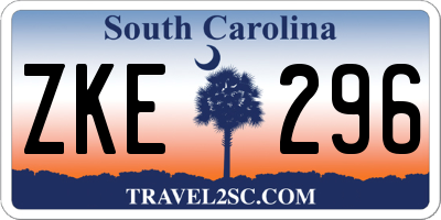 SC license plate ZKE296