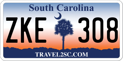 SC license plate ZKE308