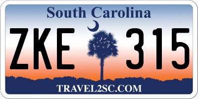 SC license plate ZKE315