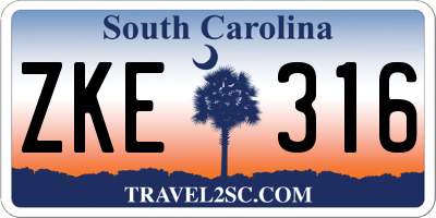 SC license plate ZKE316