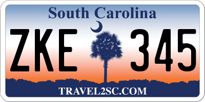 SC license plate ZKE345