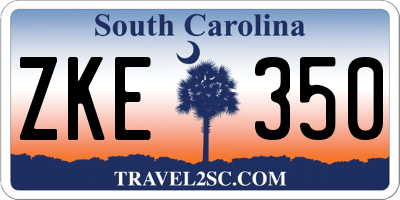SC license plate ZKE350