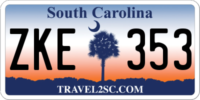 SC license plate ZKE353