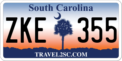 SC license plate ZKE355