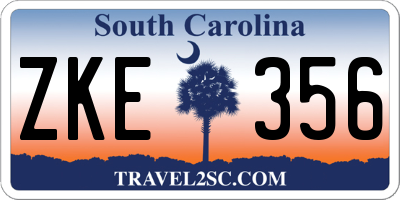 SC license plate ZKE356