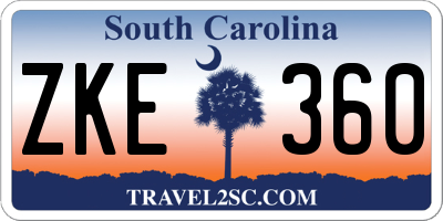 SC license plate ZKE360