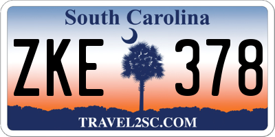 SC license plate ZKE378