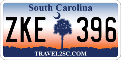 SC license plate ZKE396