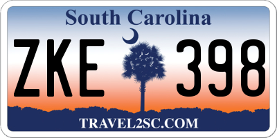 SC license plate ZKE398