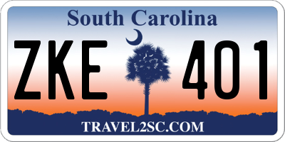 SC license plate ZKE401