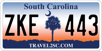 SC license plate ZKE443