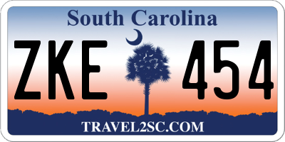 SC license plate ZKE454