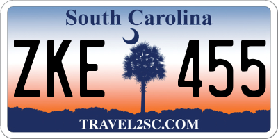 SC license plate ZKE455
