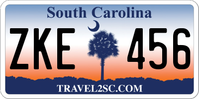 SC license plate ZKE456