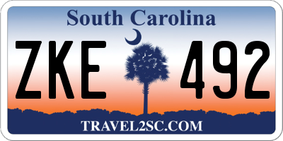 SC license plate ZKE492