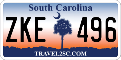SC license plate ZKE496