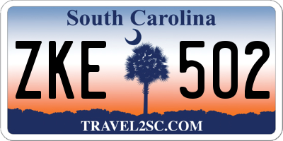 SC license plate ZKE502