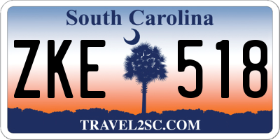 SC license plate ZKE518
