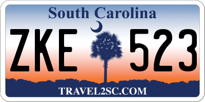 SC license plate ZKE523