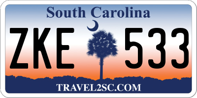 SC license plate ZKE533
