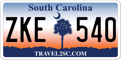 SC license plate ZKE540